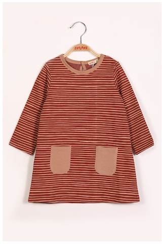 Zeyland Kız Çocuk Çizgili Cepli Elbise (2-7Yaş)