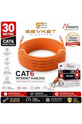 Nexans 30 Metre Cat6 Data Kablosu Turuncu Halojen Free Patch Cord