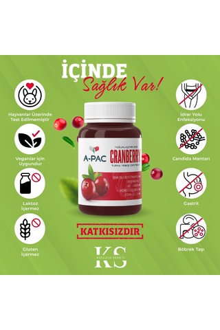 Kızılcık Sepeti A-pac Cranberry Turna Yemişi Kızılcık Eki 30 Kapsül