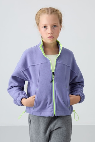 Tommy Life Eflatun Kalın Yumuşak Dokulu Standart Fit Nakışlı Polar Kız Çocuk Sweatshirt - 75157 Eflatun