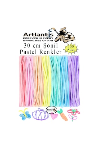 Şönil Pastel Renkler 30 Cm 100 Lü 1 Paket Pastel Renkli Tüylü Tel Peluş Tel 30 Cm Elişi Okul Projeleri Süsleme