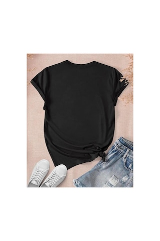 Medinenur Hope You Desen Baskılı Basic T-shirt Siyah