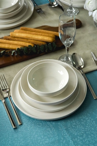 Heda Porselen Rüya Kırık Beyaz 24 Parça 6 Kişilik Porselen Yemek Takımı