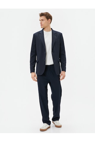 Koton Blazer Ceket Slim Fit Cep Detaylı Düğmeli Mono Yaka Lacivert 4sam50003hw 4SAM50003HW716 Lacivert