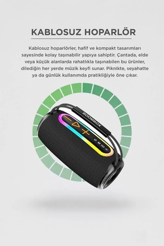 Özel Seri Bluetooth Hoparlör 30w Boombox680 Siyah Ipx6 Eğlence Gençlik Ses Sistemi
