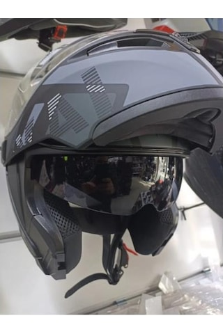 Jk-20 Jk902 Çene Pedli Güneş Vizörlü Çeneden Açılır Kask H-1 Grey L