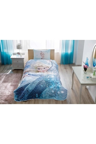 Taç Tek Kişilik Lisanslı Yatak Örtüsü Takımı Frozen Glitter