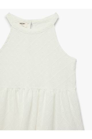 Koton Halter Yaka Kolsuz Fisto Mini Elbise Ekru 6skg80045ak