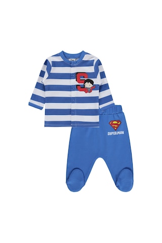 Civil Baby Superman Baskılı 1-9 Ay Pijama Takımı - Mavi Saks Mavisi