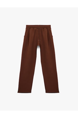 Koton Beli Bağcıklı Cepli Geniş Paça Oversize Eşofman Altı Kahverengi 6sal40050ık Kahve