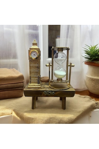 Coverzone Beyaz Saat Kule Kum Saati Retro Vintage Müzik Severler İçin Ev Masaüstü Dekorasyon Doğum Günü Noel Yeni Genel