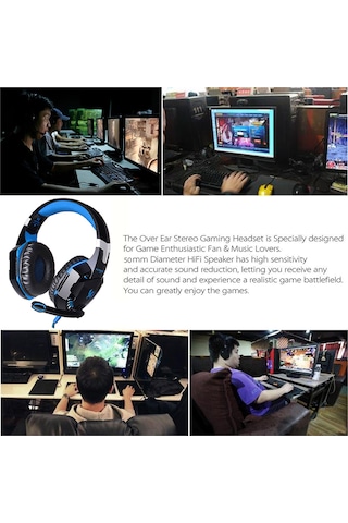 Leezsing "g2000 Profesyonel Oyun Kulaklığı - 50mm Bass Sürücü, Led Aydınlatma, Mikrofonlu"