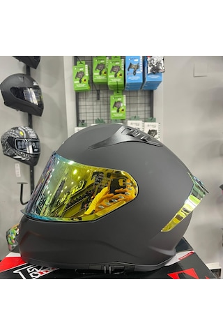 Mts M-801 Gold Güneş Vizörlü Kask Siyah