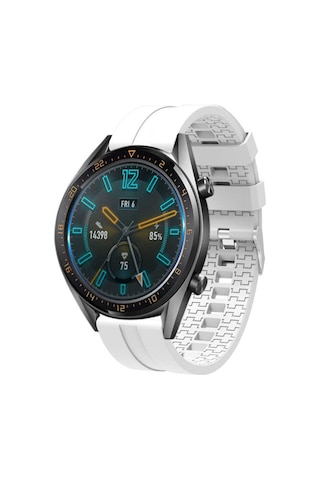 Ekılıf - Huawei Watch Gt3 46mm Uyumlu - Kordon Silikon Kordon Krd-23 - Beyaz