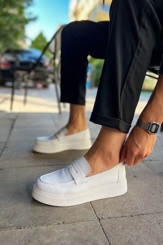 Roof Atelier Erkek Beyaz Loafer Ayakkabı - 421 - Cbt Bandera Beyaz