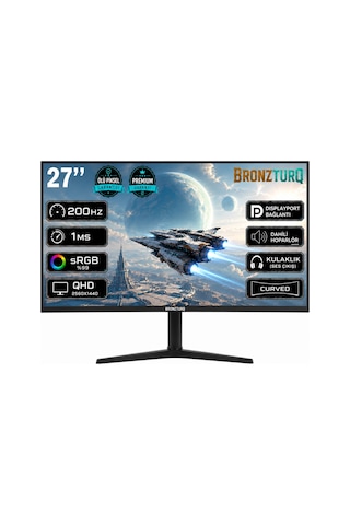Bronzturq 27" 200hz 1 Ms Dp + Hdmı Qhd 2560x1440 Monitör Btq270qhd165-aa