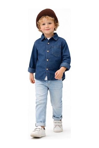Overdo Kids Erkek Çocuk Kot Gömlek Rahat Kalıp Koyu Mavi Overdo Kids Erkek Çocuk Kot Gömlek Rahat Kalıp Koyu Mavi