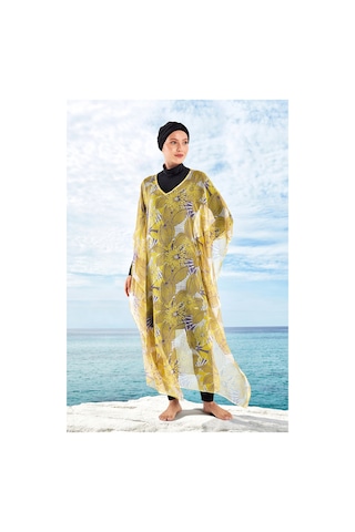 Adasea Uv Korumalı Mayo Üzerine Tek Pareo Kaftan 1705 Sarı Sarı