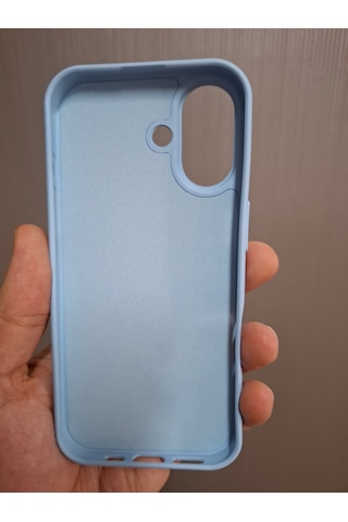 Apple Uyumlu iPhone 17 Logolu İçi Kadife Silikon Lansman Kılıf Bebe Mavi