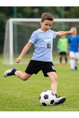 Civil Boys Argentina Baskılı 2'li 10-13 Yaş Takım - Pamuk Forma - Mavi