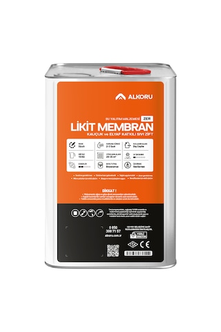 Alkoru 15 Kg Zer Sıvı Zift Likit Membran Kauçuk Ve Elyaf Katkılı Su Yalıtım Malzemesi