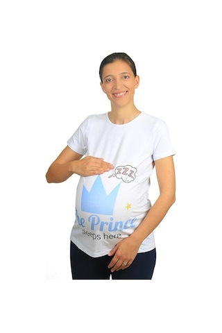 Mummy's Baby Hamile Tişört Prince Beyaz 8546