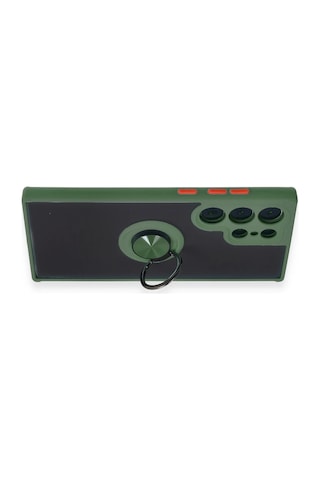 Gld-spt- Newface Samsung Uyumlu Galaxy S23 Ultra Kılıf Montreal Yüzüklü Silikon Kapak - Yeşil