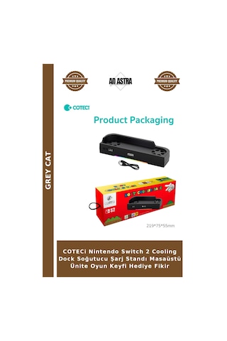 Coteci Nintendo Switch 2 Cooling Dock Soğutucu Şarj Standı Masaüstü Ünite Oyun Keyfi Hediye Fikir