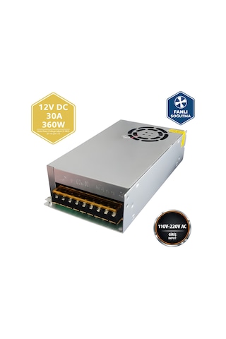 Peace B2883 12v 30a Fanlı Kalın Metal Kasa Adaptör 360w Dc Trafo