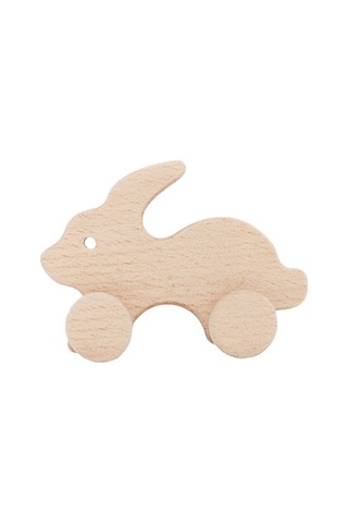 Cwwtoys Zıpzıp Tavşan Boyasız Ahşap Hayvan Figürü, Masif Kayın, 18 Ay+