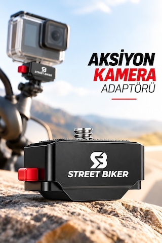 Acqr-02 Aksiyon Kamera Adaptörü 1/4 İnç Vidalı Hızlı Tak Çıkar Motosiklet Kamera Bağlantı Aparatı Siyah