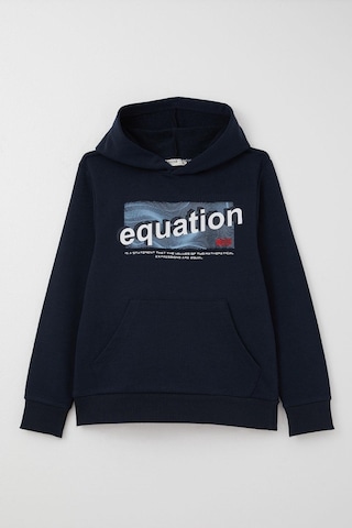 Breeze Erkek Çocuk Sweatshirt Yazı Baskılı Kanguru Cepli Kapüşonlu 8-14 Yaş, Lacivert Lacivert