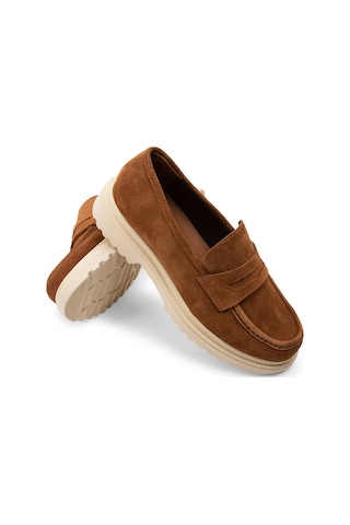 Deery Hakiki Süet Taba Rengi Loafer Kadın Ayakkabı - 01903ztbap01 Taba