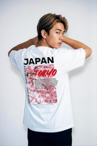 Hoxie Unisex Beyaz Oversize Tişört - Minimal Tokyo Tipografi Baskılı