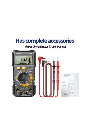 Aneng Sz304 Yüksek Hassasiyetli Dijital Ekran Ölçer Standlı Profesyonel Taşınabilir Multimetre - Siyah