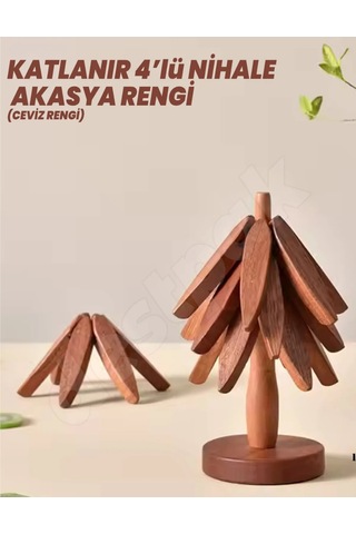 Mucit Home Ağaç Şeklinde Bambu Nihale Pratik Katlanır Bambu Bardak Altlığı Bambu