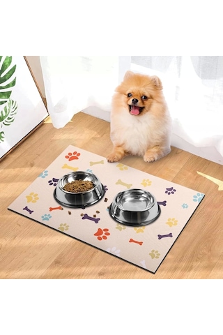 Matgo Pati Renkli Kemikler Evcil Hayvan Beslenme Matı Mama Paspası 50 x 70 CM