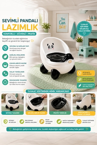 Violet Passion 0084 Panda Bebek Lazımlığı Beyaz Beyaz - Siyah