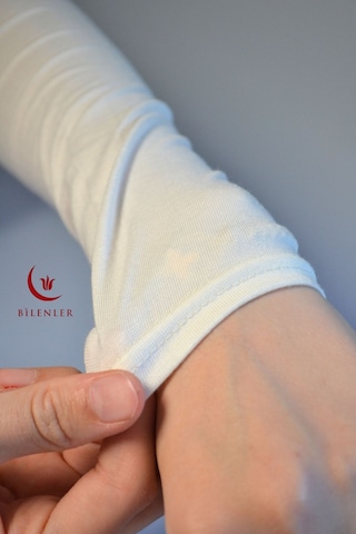 Pratik Tesettür Penye Kolluk- Namaz Kolluk-bej Beyaz