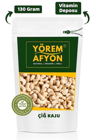 Yörem Afyon Duble Boy Tuzsuz Işlenmemiş Kavrulmamış Yeni Mahsül Glütensiz Çiğ Kaju 130gr. 130 G