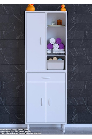 55x173 Cm Mutfak Dolabı Banyo Dolabı Çok Amaçlı Dolap Ard-138 Beyaz