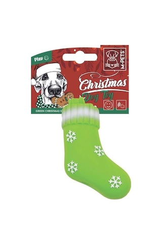 M-pets Christmas Yeşil Çorap Latex Köpek Oyuncağı 13 Cm