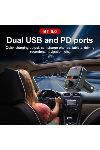 Lemestar Araç Bluetooth Fm Vericili Mp3 Çalar - Hızlı Şarj, Çift Usb Ve Ortam Aydınlatmalı