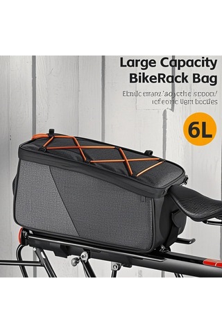 Jeemson Bisiklet Arka Çanta - 6l Büyük Kapasiteli, Dayanıklı Polyester, Kolay Erişimli Bisiklet Gezi Çantası Siyah
