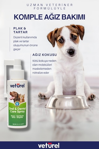 Veturel Kedi Ağız Bakımı Köpek Ağız Kokusu Diş Eti Yarası Bakım Spreyi 100 ML