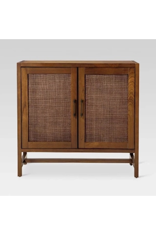 Walnut Retro Model Rattan Detaylı Masif Ahşap Büfe Ceviz