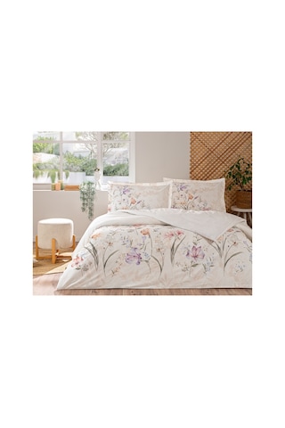White Lilly Çift Kişilik Nevresim Takımı Beyaz-lila