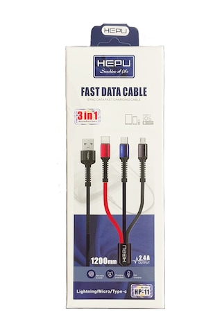Hepu Hp-11 Multi 3in1 2.4a 1.2m Data Ve Şarj Kablosu