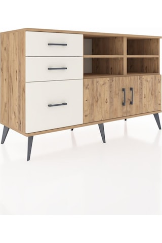 Kronos Konsol 4 Raflı 3 Çekmeceli 2 Kapaklı 132x59x83 Çam-çam/aytaşı Atlas Çam
