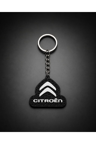 Citroen Logolu Anahtarlık Otomobil Anahtarlığı Siyah Beyaz